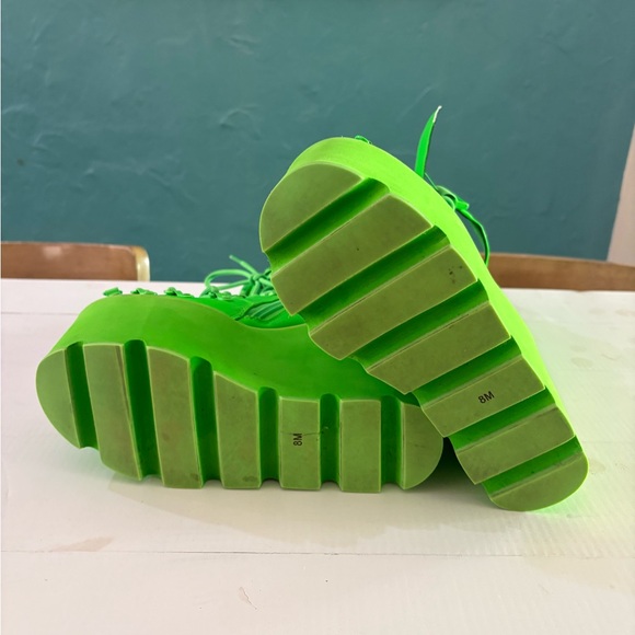 Dolls Kill X Club Exx Neon Green Platform Boots burning man - Picture 3 of 4